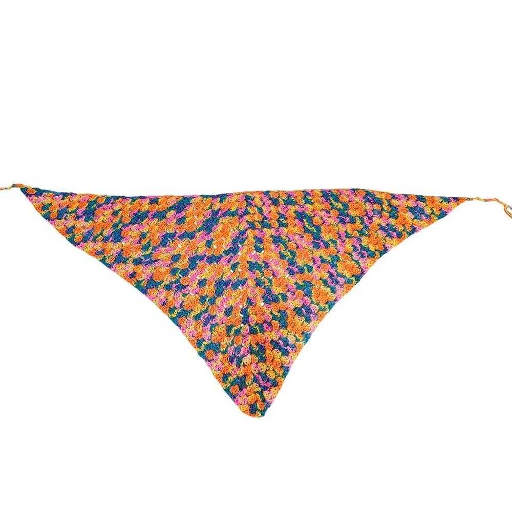 Handmade Crochet Triangle Top or skirt Multi Color Variegated Granny scarf wrap